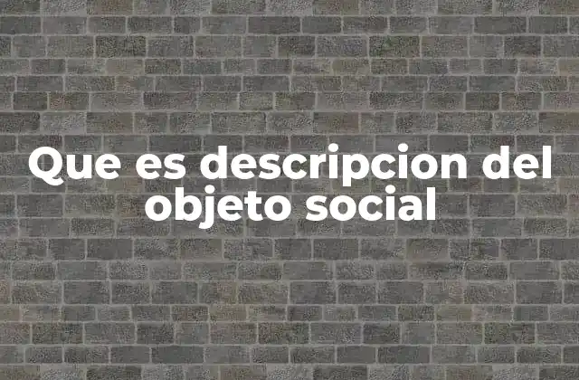 Que es Descripcion Del Objeto Social