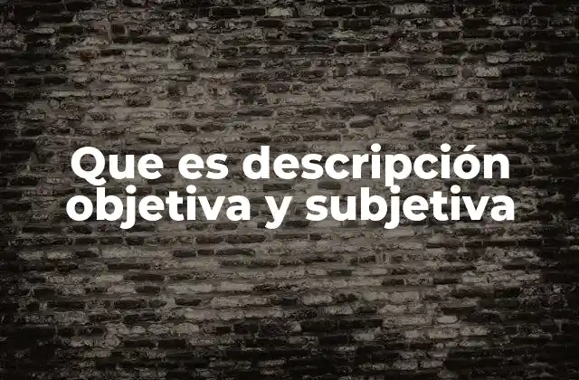 Que es Descripción Objetiva y Subjetiva