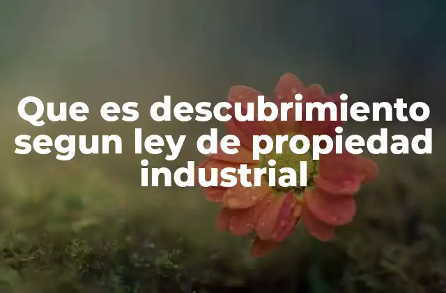 Que es Descubrimiento Segun Ley de Propiedad Industrial