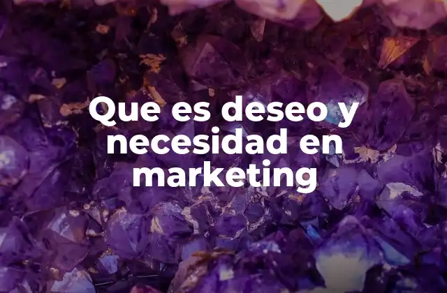 Que es Deseo y Necesidad en Marketing