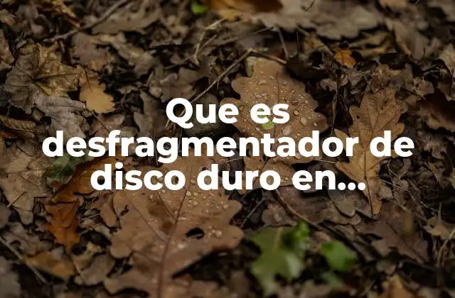 Que es Desfragmentador de Disco Duro en Informatica