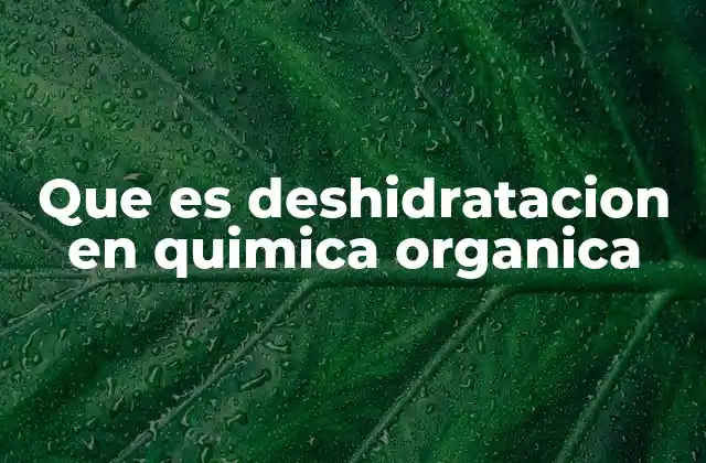 Que es Deshidratacion en Quimica Organica