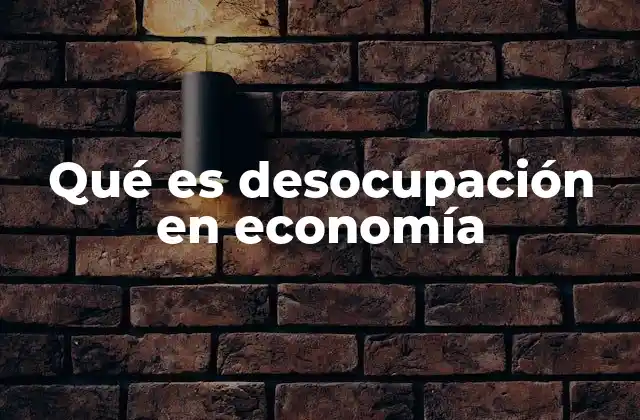 Qué es Desocupación en Economía