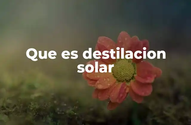 Que es Destilacion Solar