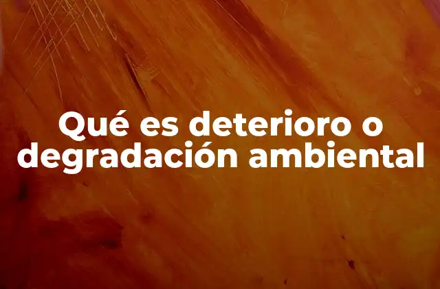 Qué es Deterioro o Degradación Ambiental