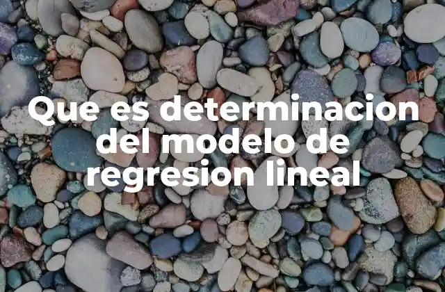 Que es Determinacion Del Modelo de Regresion Lineal
