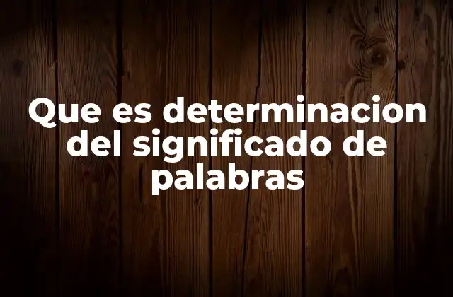 Que es Determinacion Del Significado de Palabras