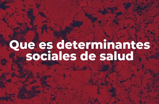 Que es Determinantes Sociales de Salud