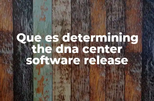 Que es Determining The Dna Center Software Release