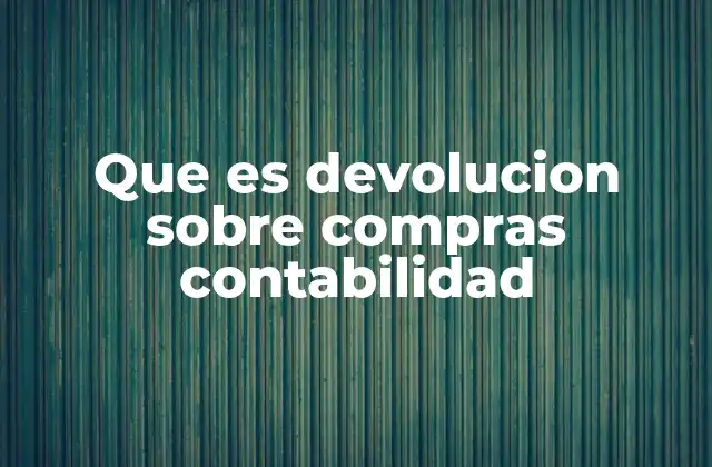 Que es Devolucion sobre Compras Contabilidad