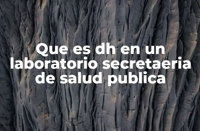 Que es Dh en un Laboratorio Secretaeria de Salud Publica 2 DH como parte de la infraestructura tecnológica en laboratorios de salud pública