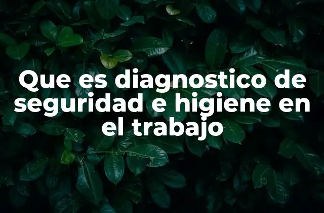 Que es Diagnostico de Seguridad e Higiene en el Trabajo