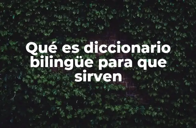 Qué es Diccionario Bilingüe para que Sirven