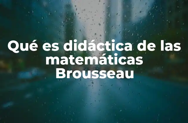 Qué es Didáctica de las Matemáticas Brousseau