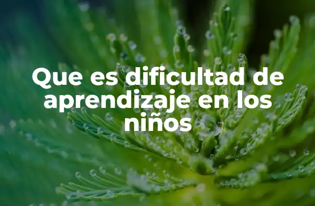 Que es Dificultad de Aprendizaje en los Niños