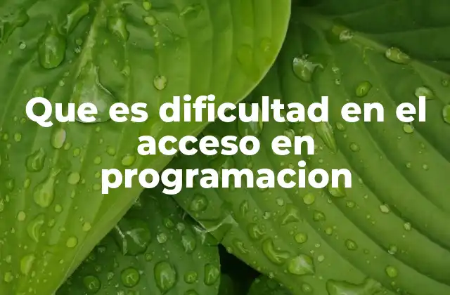 Que es Dificultad en el Acceso en Programacion