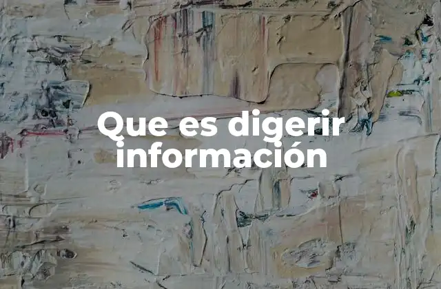 Que es Digerir Información