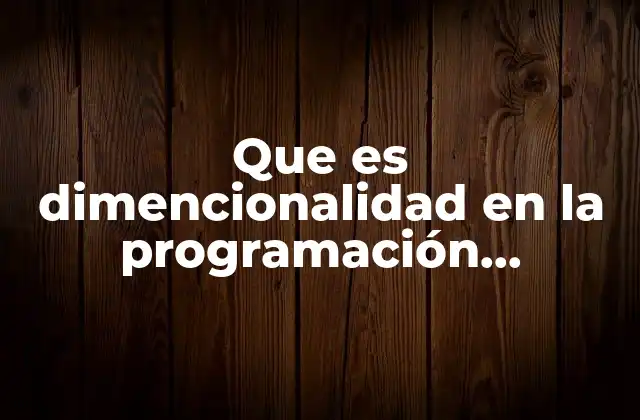 Que es Dimencionalidad en la Programación Dinámica 2 La relación entre la programación dinámica y el manejo de variables complejas