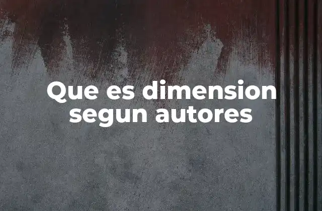 Que es Dimension Segun Autores