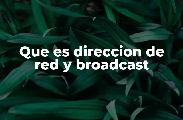 Que es Direccion de Red y Broadcast