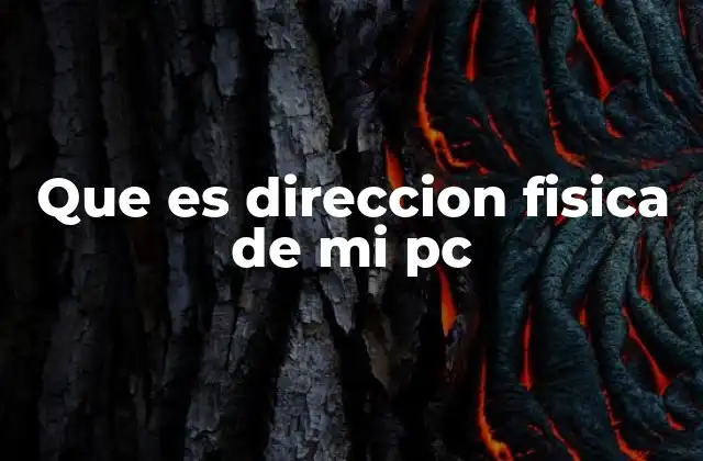 Que es Direccion Fisica de Mi Pc