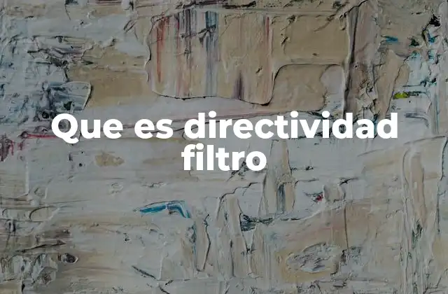 Que es Directividad Filtro