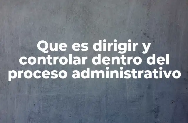 Que es Dirigir y Controlar Dentro Del Proceso Administrativo