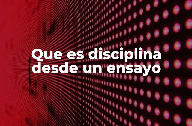 Que es Disciplina desde un Ensayo