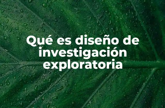 Qué es Diseño de Investigación Exploratoria
