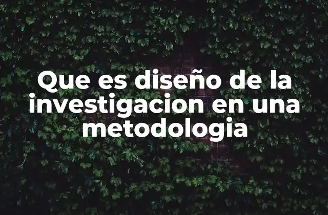 Que es Diseño de la Investigacion en una Metodologia