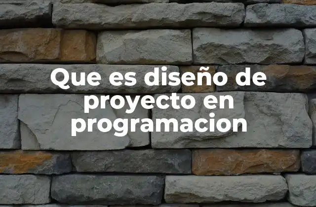 Que es Diseño de Proyecto en Programacion