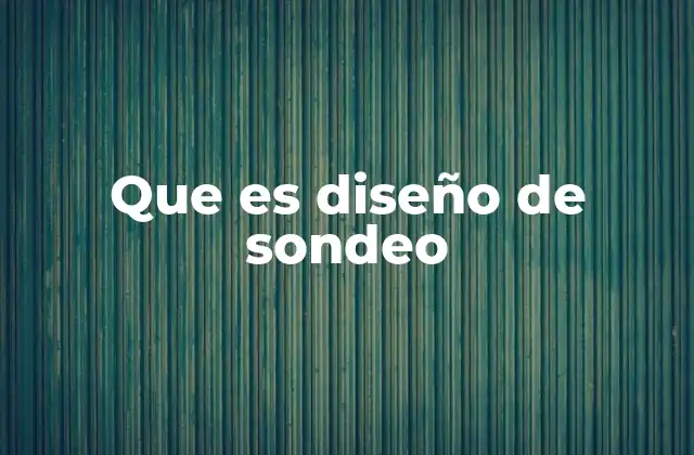 Que es Diseño de Sondeo