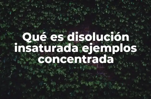 Qué es Disolución Insaturada Ejemplos Concentrada