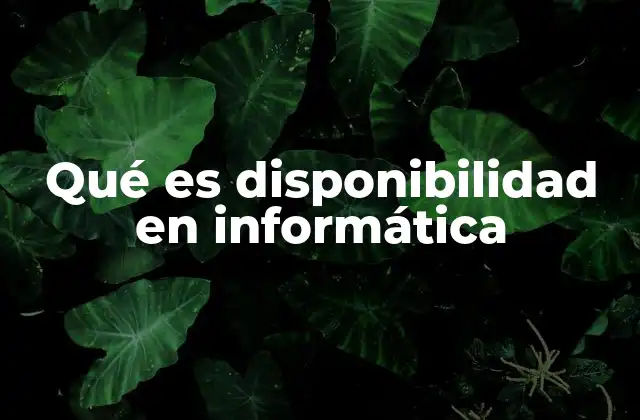 Qué es Disponibilidad en Informática