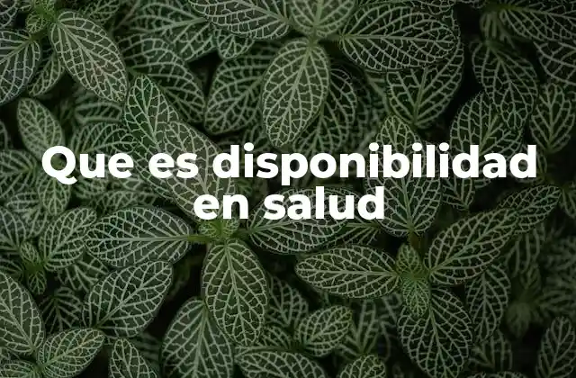 Que es Disponibilidad en Salud