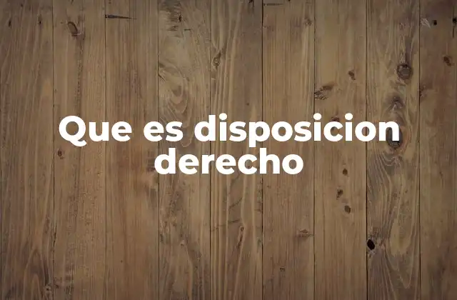 Que es Disposicion Derecho