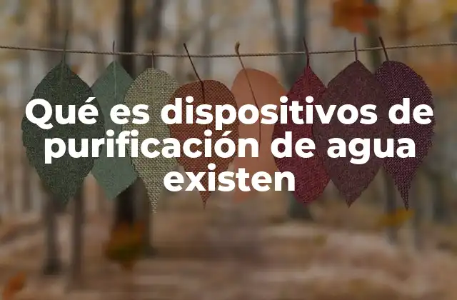 Qué es Dispositivos de Purificación de Agua Existen
