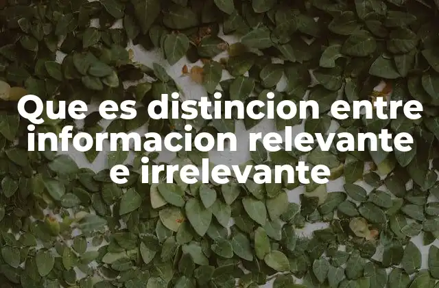 Que es Distincion entre Informacion Relevante e Irrelevante