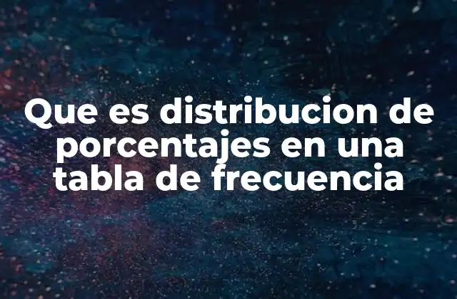 Que es Distribucion de Porcentajes en una Tabla de Frecuencia