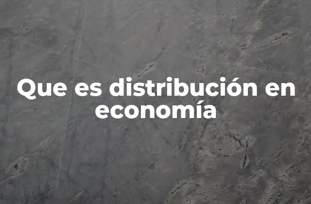 Que es Distribución en Economía