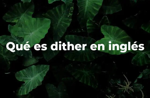 Qué es Dither en Inglés
