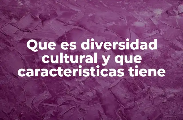 Que es Diversidad Cultural y que Caracteristicas Tiene
