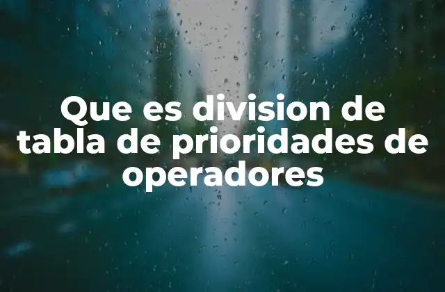 Que es Division de Tabla de Prioridades de Operadores