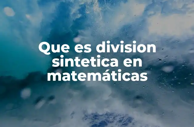 Que es Division Sintetica en Matemáticas