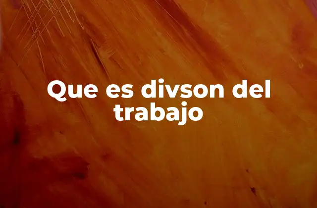 Que es Divson Del Trabajo