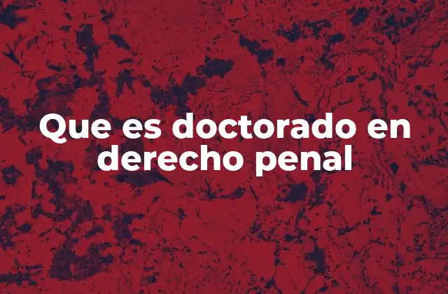 Que es Doctorado en Derecho Penal