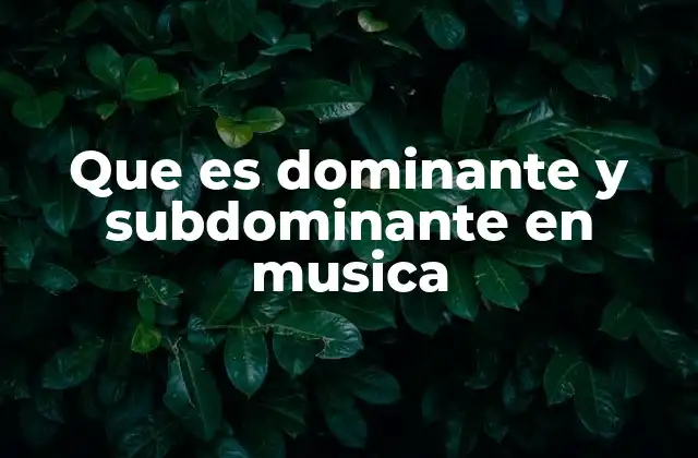 Que es Dominante y Subdominante en Musica