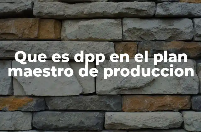 Que es Dpp en el Plan Maestro de Produccion