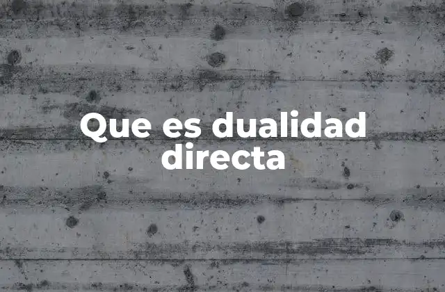 Que es Dualidad Directa
