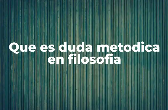 Que es Duda Metodica en Filosofia